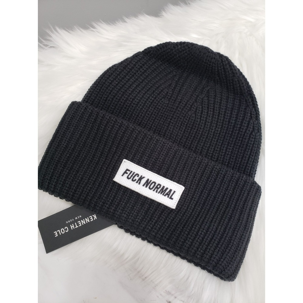 NEW F*CK NORMAL WOOL BLEND Kenneth Cole New York Beanie Hat gothic grunge emo